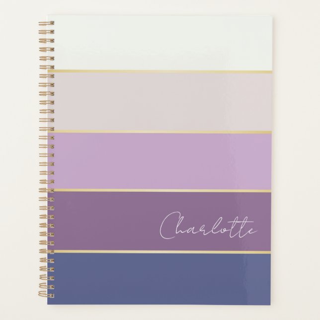 Agenda Blocos de cor personalizados de ouro roxo (Frente)