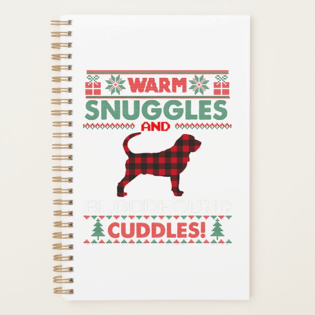 Agenda Bloodhound Dog Christmas Pajama Camisa Feia (Frente)