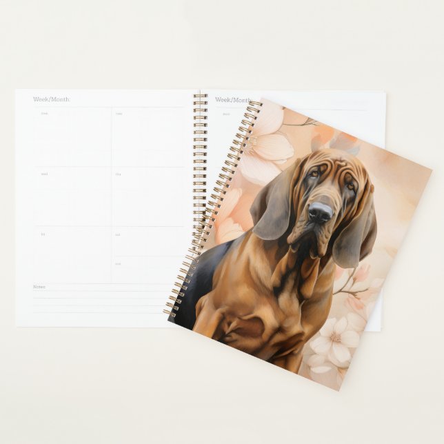 Agenda Bloodhound Dog Lover and Peach Blossoms (Exibição)