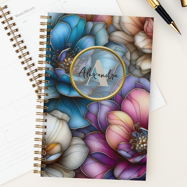 Agenda Blooms Opulentes com Contornos Dourados Shimmering (Criador carregado)