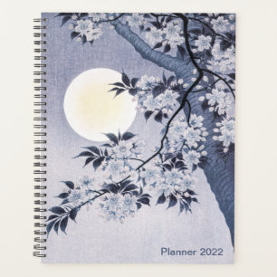 Agenda Blossoming Cherry Moonlit Night, Koson, Japonês,