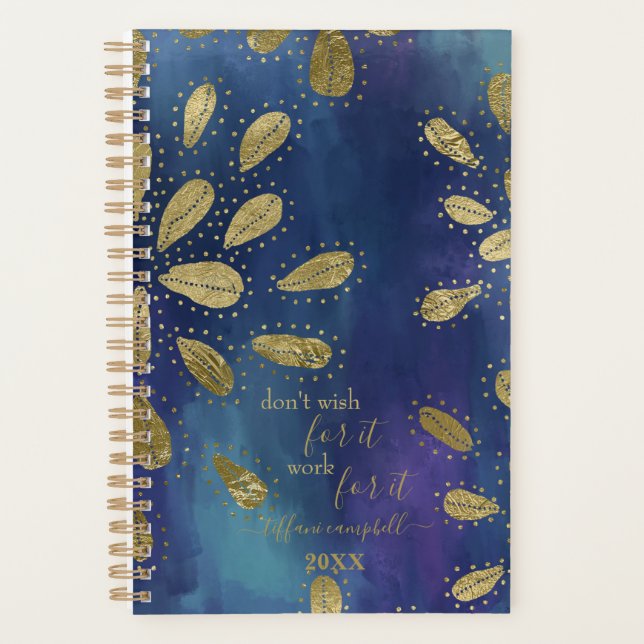 Agenda Blue and Gold with Motivational Quote Planner (Frente)