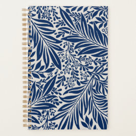 Agenda blue floral pattern with diverse leaves & blossoms