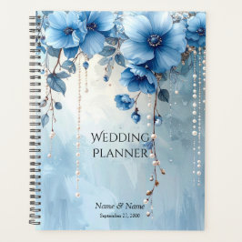 Agenda Blue Flowers and Pearls Planner