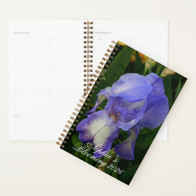 Agenda Blue Iris Flower Macro Art: Floral Planner (Exibição)