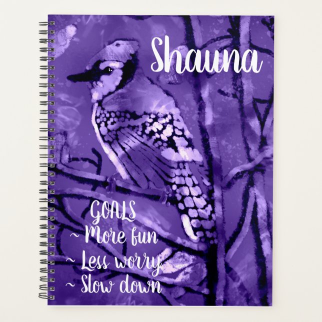 Agenda Blue Jay Bird Pink Abstrato Art Personalizado (Frente)