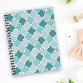 Agenda Blue Marroquino Trellis, Laticework, Quatrefoil
