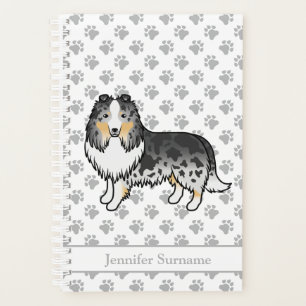 Agenda Blue Merle Shetland Sheepdog Cartoon Dog & Name