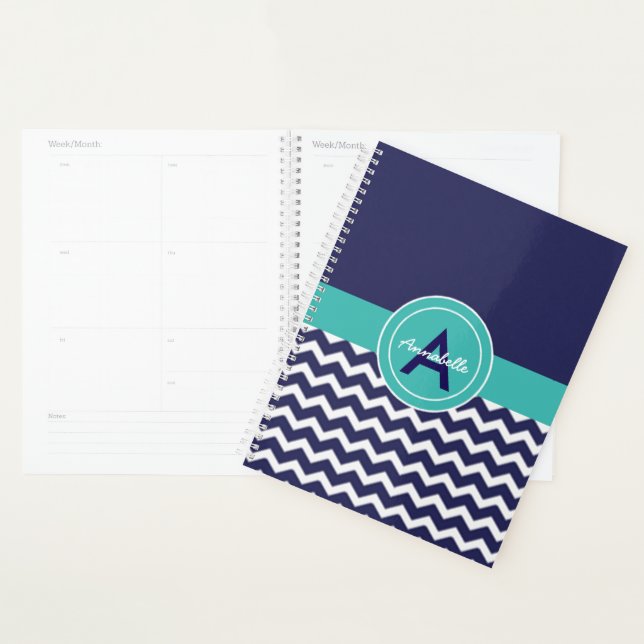 Agenda Blue Teal Chevron (Exibição)