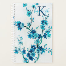 Blue Watercolor Blooms | Monograma