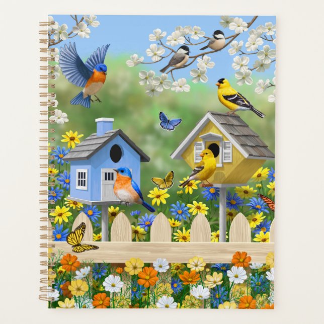 Agenda Bluebird Goldfinches Birdhouses Fllower Garden (Frente)