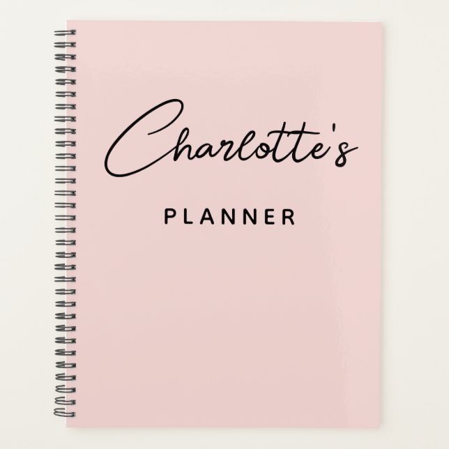 Agenda Blush de Script de Assinatura Manuscrito Moderno (Frente)
