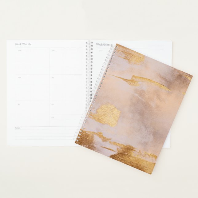 Agenda Blush Dourado rosa e textura Dourada (Exibição)