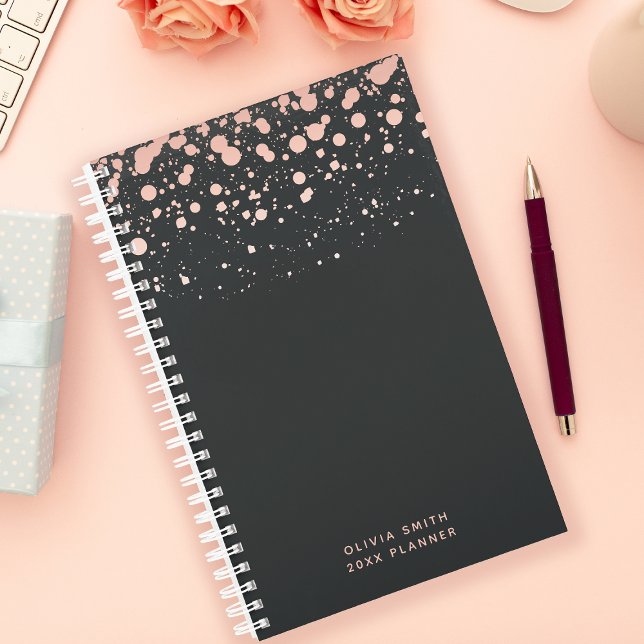 Agenda Blush e preto personalizados (Criador carregado)
