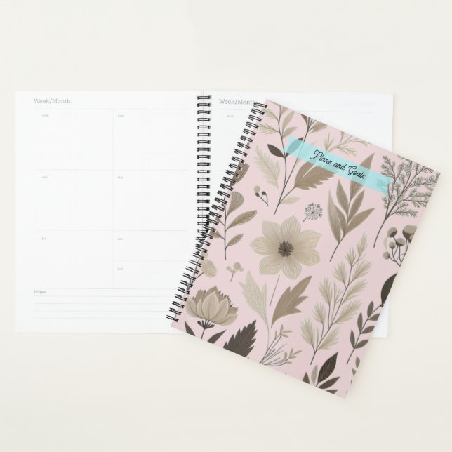 Agenda Blush e Taupe de Placa Botânica (Exibição)