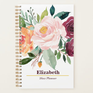 Agenda Blush Floral Boho Peony Anualmente Plano Semanal M