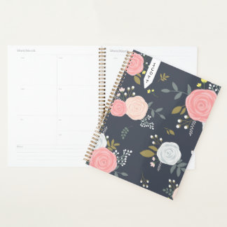 Agenda Blush Floral planner with personalized name