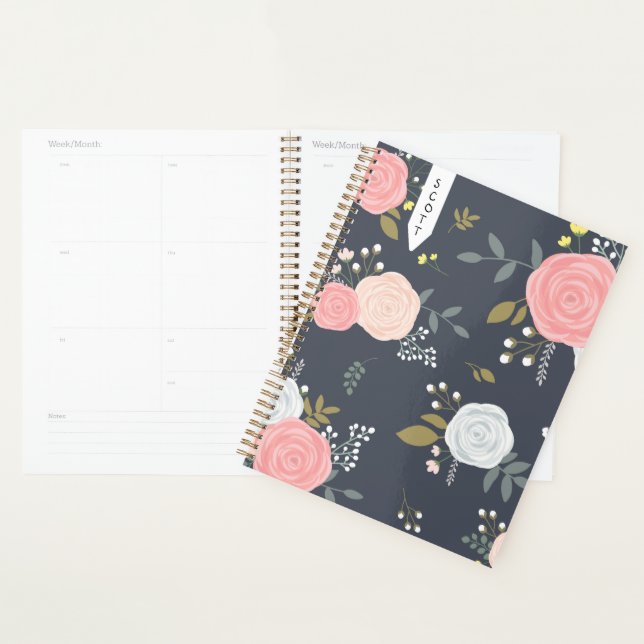 Agenda Blush Floral planner with personalized name (Exibição)