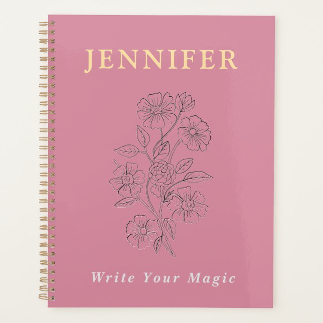 Agenda Blush Pink Custom Name Notebook – Sweet & Soft (Frente)