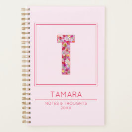Agenda Blush Pink Floral Monogrammed Name Letter T