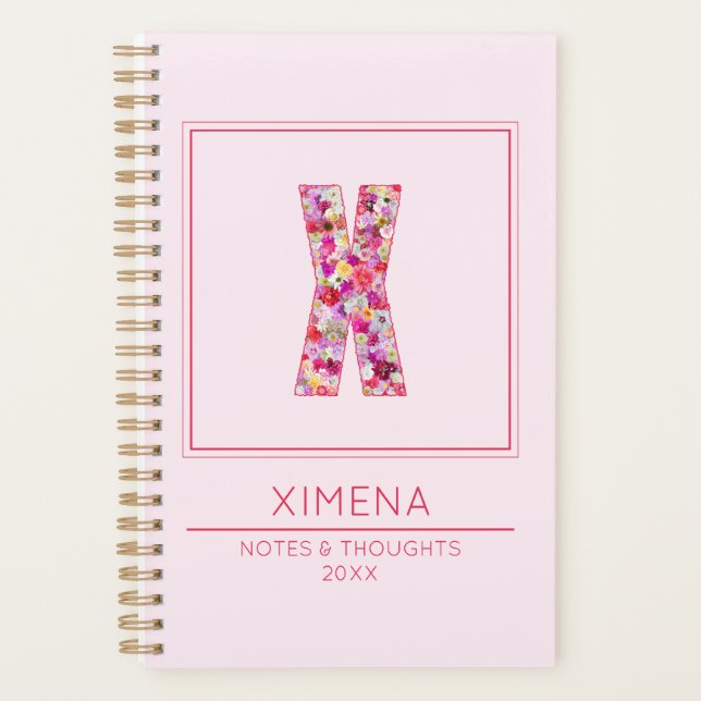 Agenda Blush Pink Initial Name Letter X (Frente)