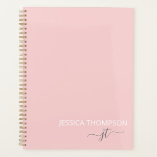 Agenda Blush Rosa 2025 Nome Monograma Feminino Script Sim