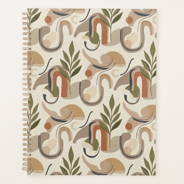 Agenda Boho Abstract Botanical Notebook Cover Background (Frente)