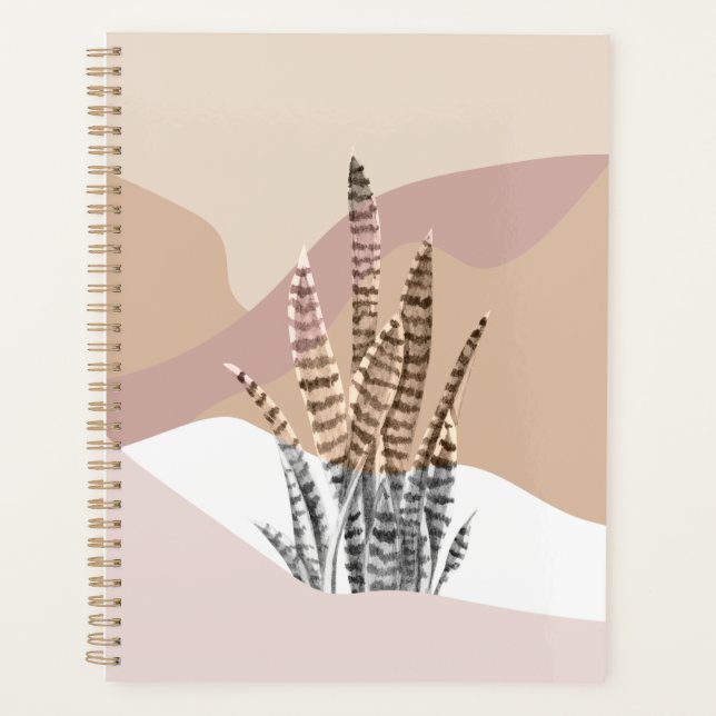 Agenda Boho Abstrato Moderno Suculento (Frente)