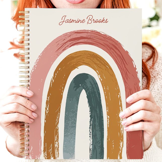Agenda Boho Arco-íris Pintado Nome Personalizado (Criador carregado)