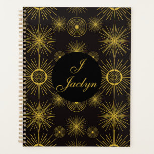 Agenda Boho Celestial Sun Stars Black Personalizado