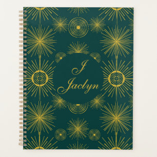 Agenda Boho Celestial Sun Stars Teal Personalizado
