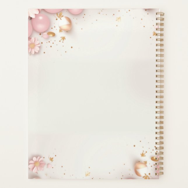 Agenda Boho Chic Rosa Pastel e Urso de Pelúcia Marrom (Verso)