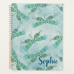 Agenda Boho Dragonflies em azul