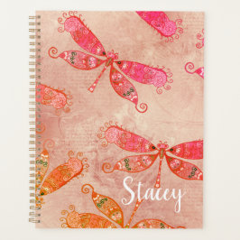 Agenda Boho Dragonflies em rosa
