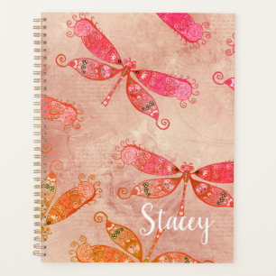 Agenda Boho Dragonflies em rosa