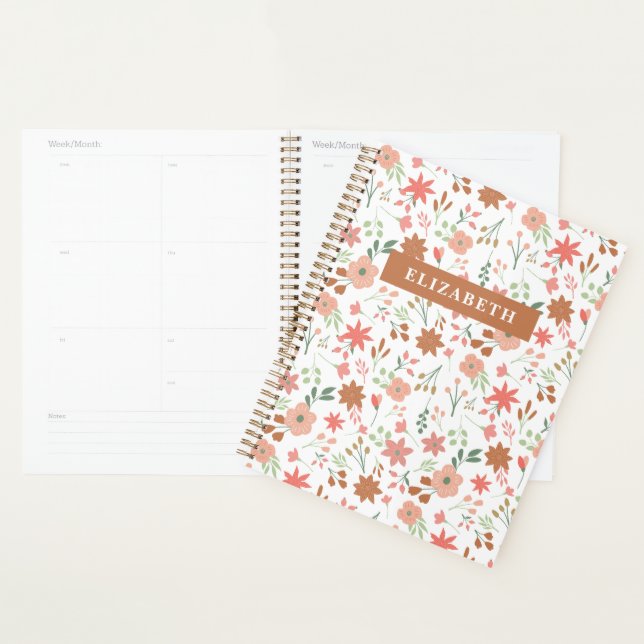 Agenda Boho Floral Earth Tones Custom Flowers (Exibição)