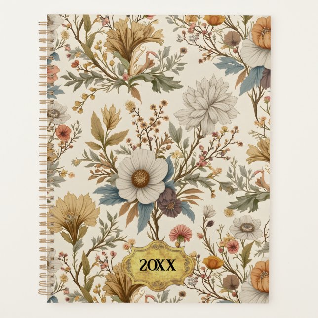 Agenda Boho Floral em Beige (Frente)
