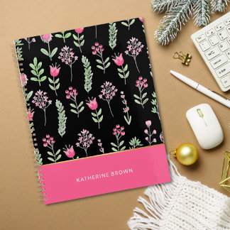 Agenda Boho Flores Silvestres Rosa Elegante Tendência Fem