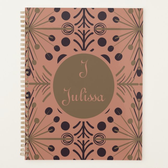 Agenda Boho Geométrico Seta Mauve Personalizado (Frente)