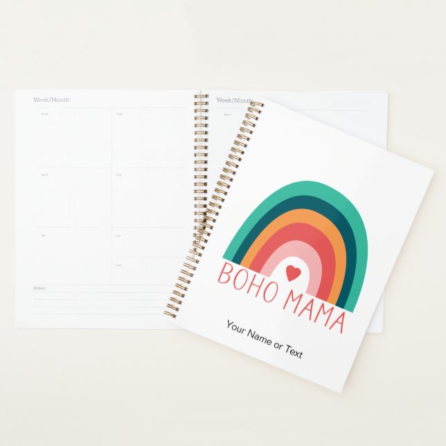 Agenda Boho Mama Arco-íris Moderno Cores Vibrantes Tendên (Exibição)