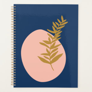 Agenda Boho Moderno Abstrato, Arte Botânica Cor-de-rosa