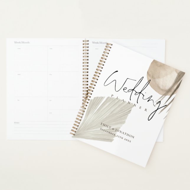 Agenda Boho Pampas Graus Nomes Data Planner (Exibição)