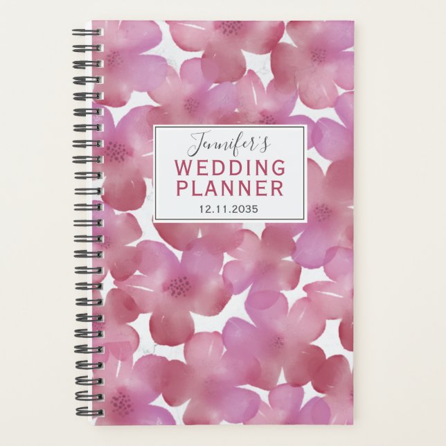 Agenda Boho Pink & Red Floral Patterno Planner (Frente)