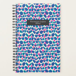 Agenda Boho rosa e pinceladas azuis