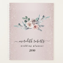 Agenda Boho Rosas Pink em Pó com Brilho Blush Anuais