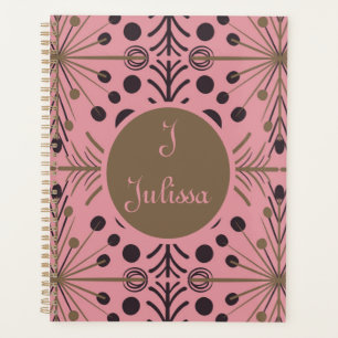 Agenda Boho Seta Geométrica Cor-de-Rosa Personalizada