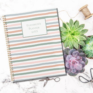 Agenda Boho Stripe Cor-de-rosa Azul Sage Terracotta Verde