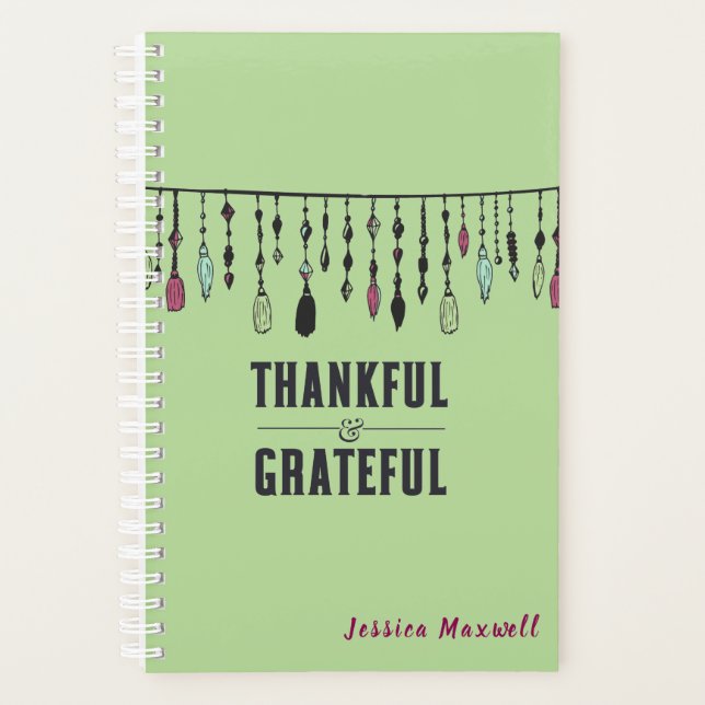 Agenda Boho Tasilles Spiral Planner agradecido e grato (Frente)