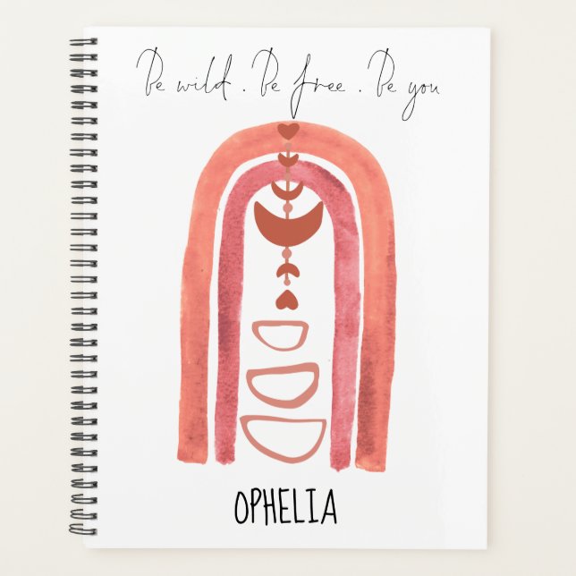 Agenda Boho Watercolor Rainbow Seja Livre Seja Você (Frente)