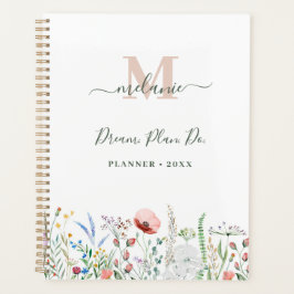 Agenda Boho Wildflower Custom Name Monograma